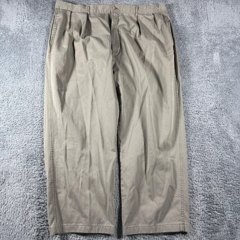 VTG Polo Ralph Lauren Chino Pants Mens 42x32 (42x27) Tan Andrew Pleated Baggy
